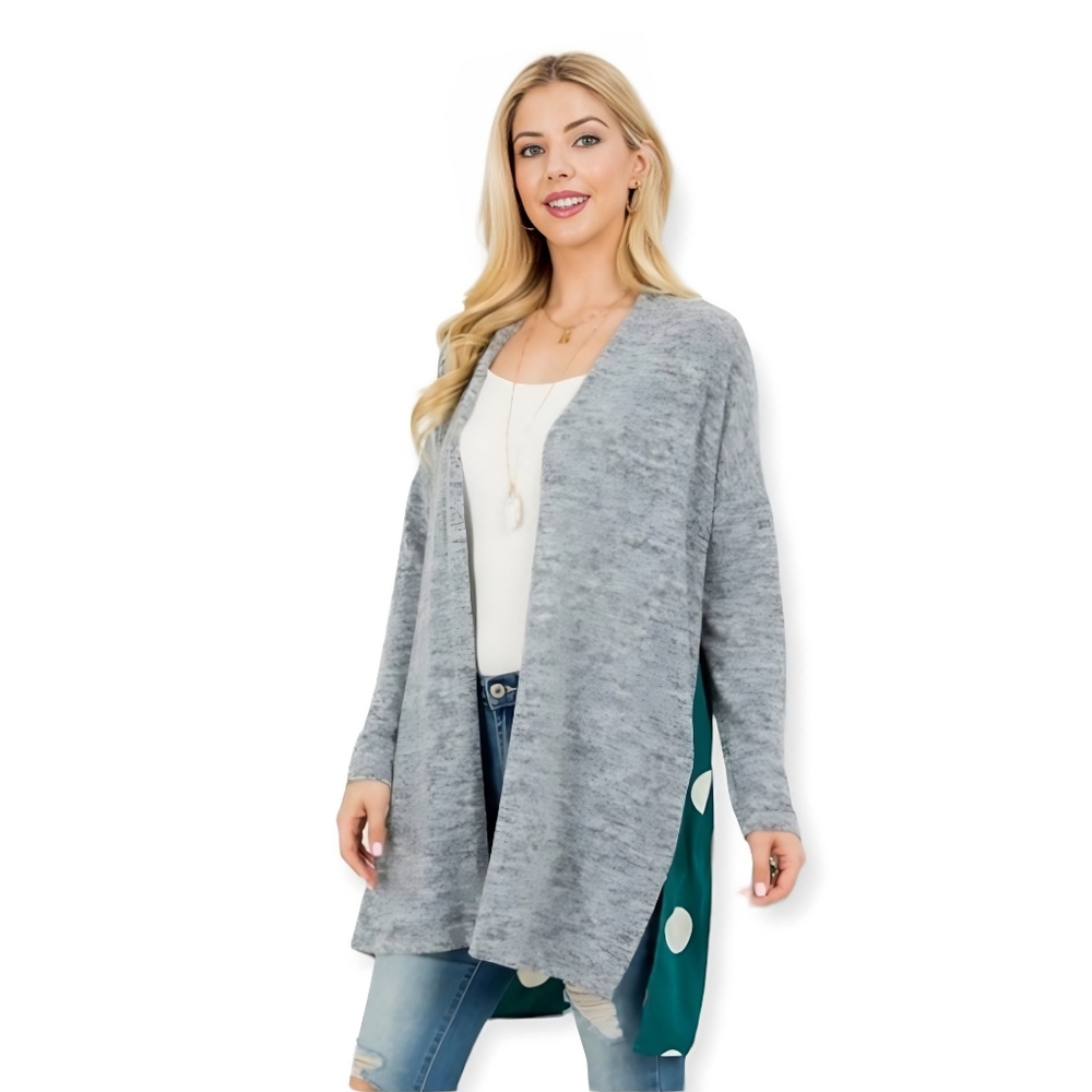 Gray Polka Dot Cardigan